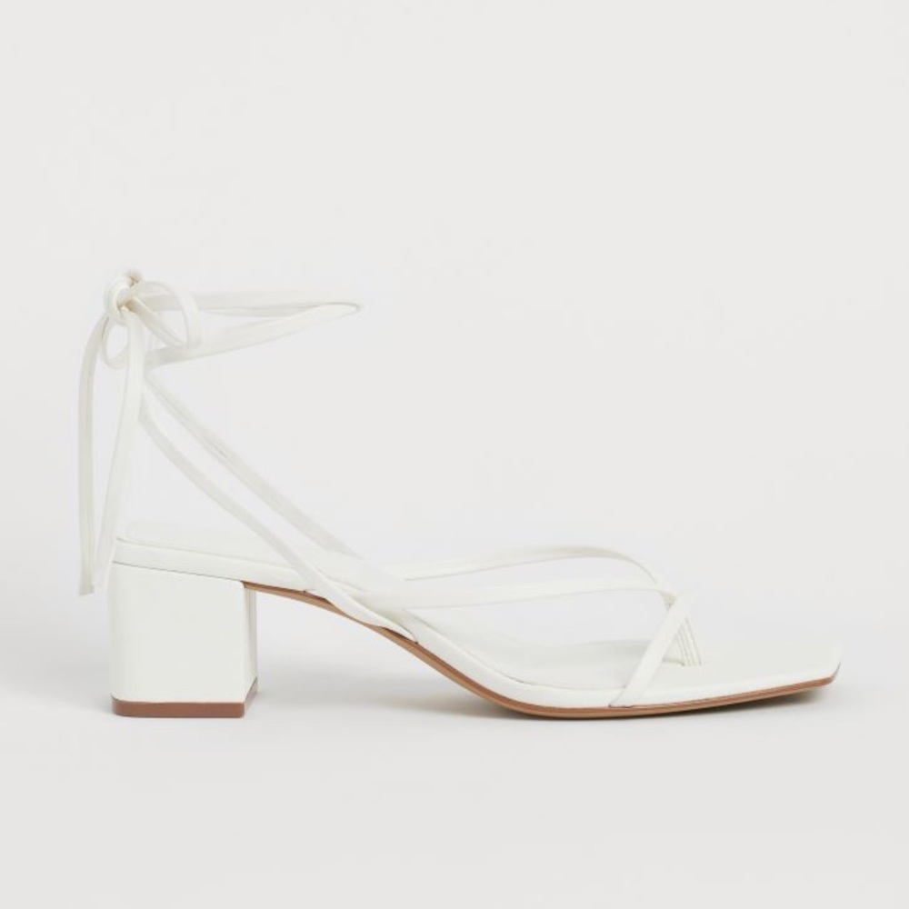 White tie heels/sandals